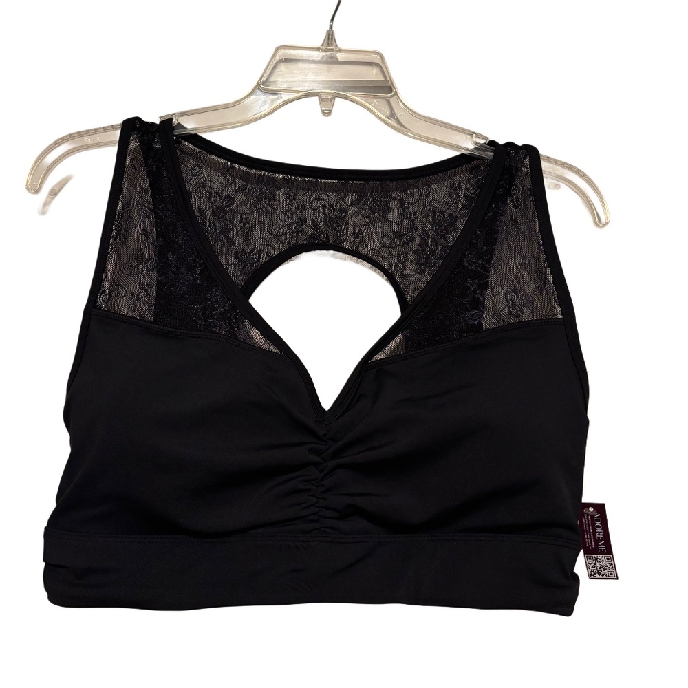 Women’s Plus Adore Me Lace Padded Sports Bra in Black Sz 1X NWT
